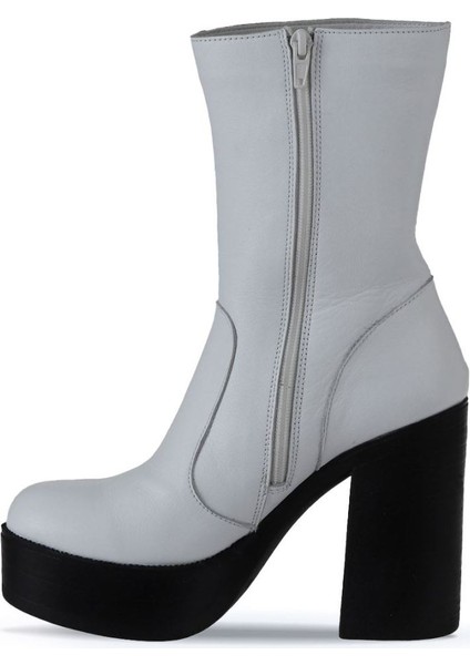 Beyaz Deri Kadın Topuklu Bot 01WV5000 01WV5000 modelleri