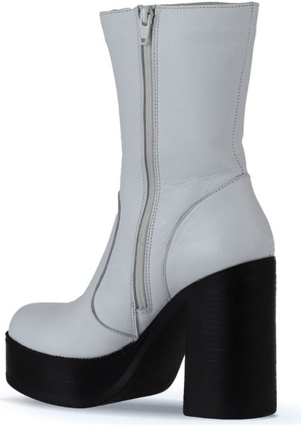 Beyaz Deri Kadın Topuklu Bot 01WV5000 01WV5000 fırsatları