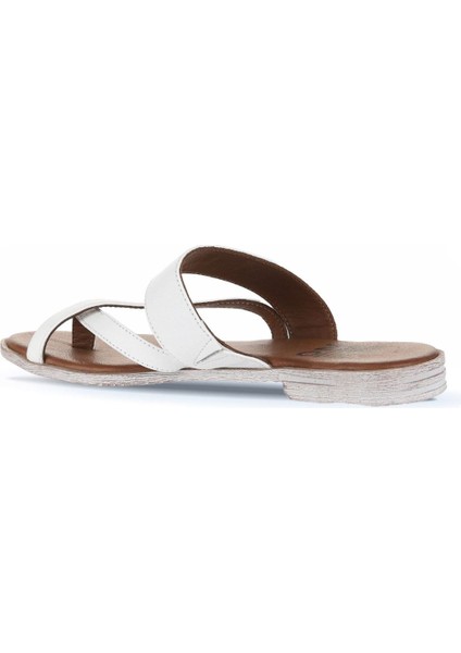 Beyaz Deri Kadın Parmak Arası Terlik 01WQ2012 01WQ2012 fırsatları