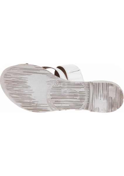 Beyaz Deri Kadın Parmak Arası Terlik 01WQ2012 01WQ2012 indirimleri