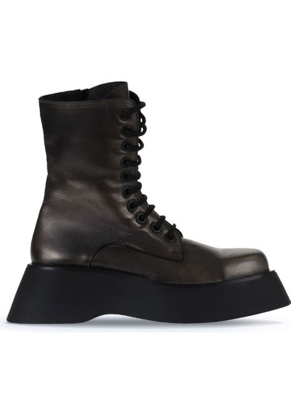 Gri Deri Kadın Dolgu Topuklu Bot 01WV5103 01WV5103