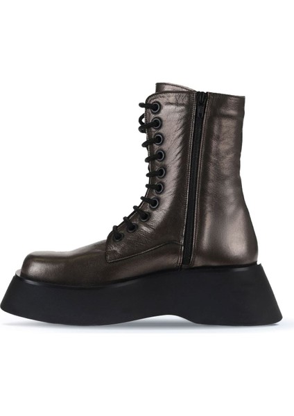 Gri Deri Kadın Dolgu Topuklu Bot 01WV5103 01WV5103 modelleri