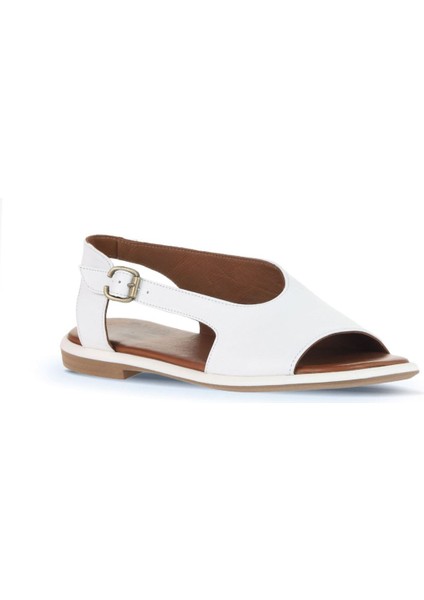 Beyaz Deri Kadın Düz Sandalet 01WA3601 01WA3601 fiyatları