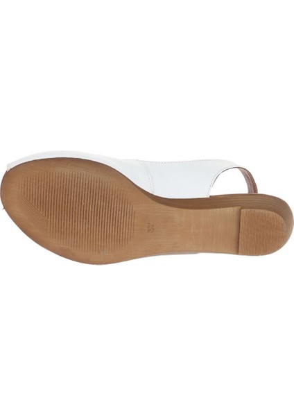 Beyaz Deri Kadın Düz Sandalet 01WA4406 01WA4406 indirimleri