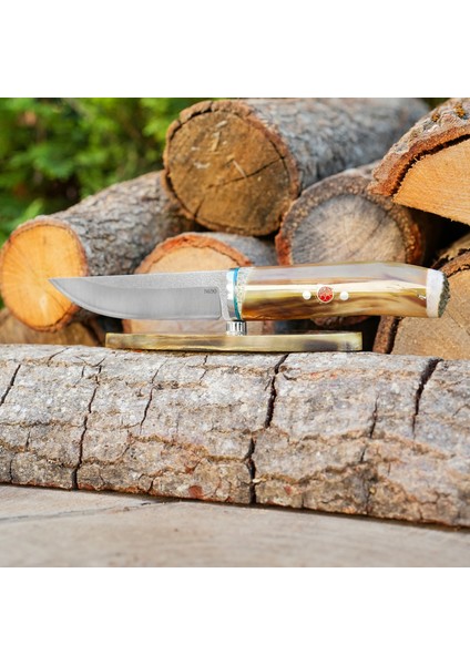 Bushcraft 30 cm - Standlı Koç Boynuzu Sap