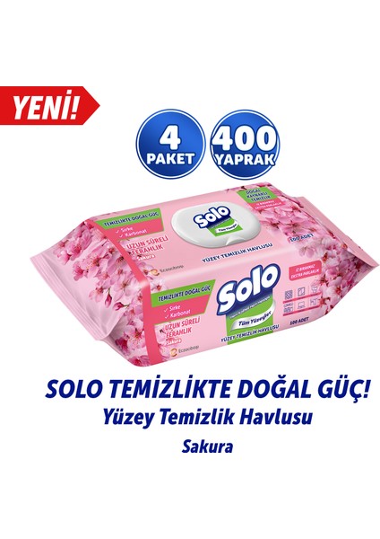 Temizlikte Doğal Güç Sakura Yüzey Temizlik Havlusu 4'lü 400 Yaprak