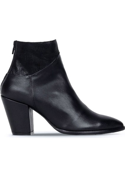 Siyah Deri Kadın Topuklu Bot 01WR5006 01WR5006
