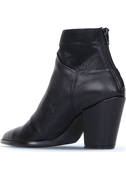 Siyah Deri Kadın Topuklu Bot 01WR5006 01WR5006 fırsatları