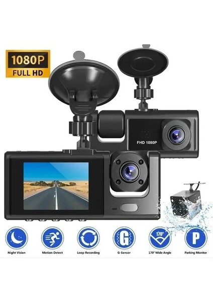 Araç Araba Kamerasi Black Box Traffic Recorder 3 Kameralı (5047) indirimleri