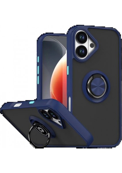 Apple iPhone 17 Montreal Yüzüklü Silikon Kapak - Lacivert