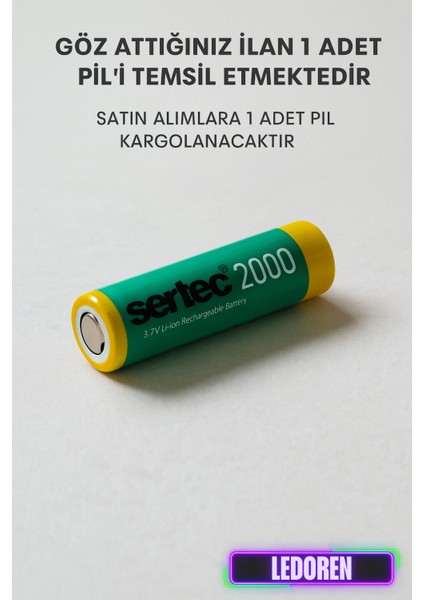 18650 3.7V 2000 Mah 1c Li-Ion Şarjlı Pil Şarj Edilebilir - 1 Adet fiyatları