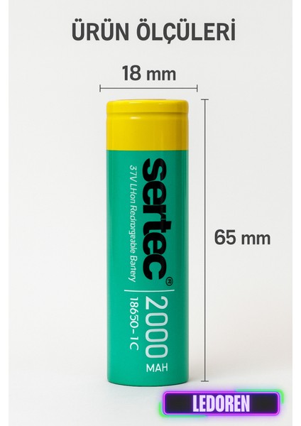 18650 3.7V 2000 Mah 1c Li-Ion Şarjlı Pil Şarj Edilebilir - 1 Adet fırsatları