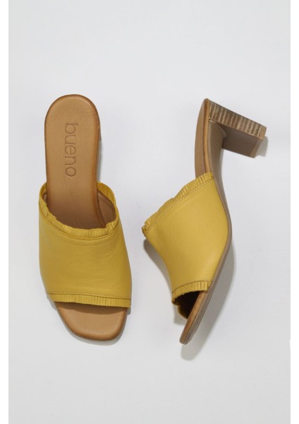 Sarı Deri Kadın Topuklu Terlik 01WN4002 01WN4002
