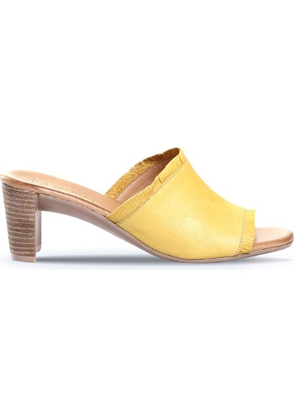 Sarı Deri Kadın Topuklu Terlik 01WN4002 01WN4002 fiyatları