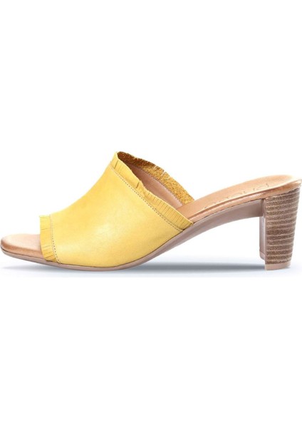 Sarı Deri Kadın Topuklu Terlik 01WN4002 01WN4002 fırsatları