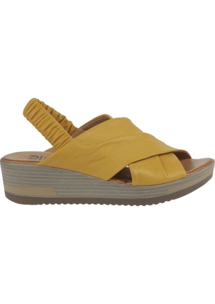 Sarı Deri Kadın Dolgu Topuklu Sandalet 01WU5700 01WU5700
