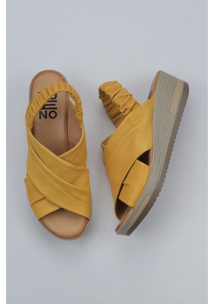 Sarı Deri Kadın Dolgu Topuklu Sandalet 01WU5700 01WU5700 fiyatları