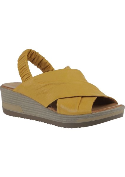 Sarı Deri Kadın Dolgu Topuklu Sandalet 01WU5700 01WU5700 modelleri