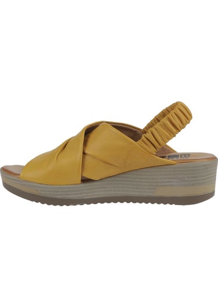Sarı Deri Kadın Dolgu Topuklu Sandalet 01WU5700 01WU5700 fırsatları