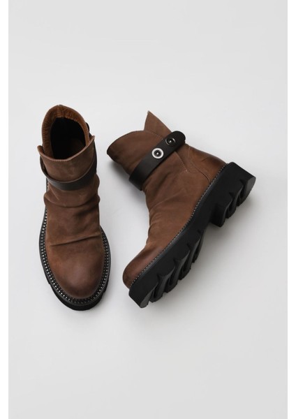 Kahverengi Nubuk Kadın Düz Bot 01WR3408 01WR3408