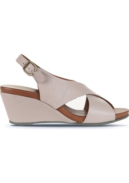 Gri Deri Kadın Dolgu Topuklu Sandalet 01WJ1501 01WJ1501