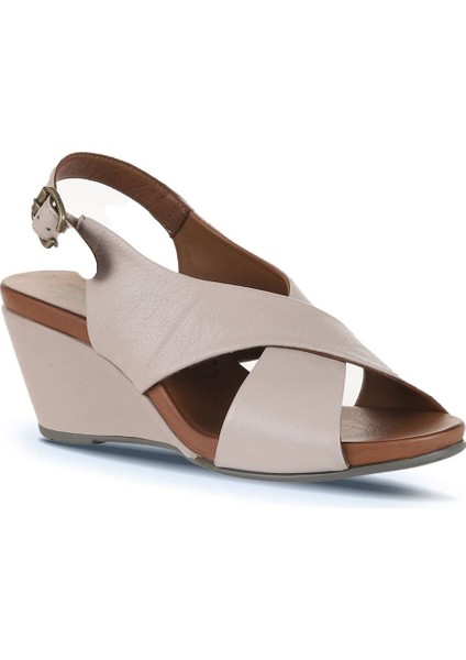 Gri Deri Kadın Dolgu Topuklu Sandalet 01WJ1501 01WJ1501 fiyatları