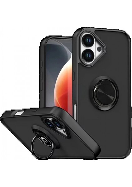 Apple iPhone 17 Montreal Yüzüklü Silikon Kapak - Siyah