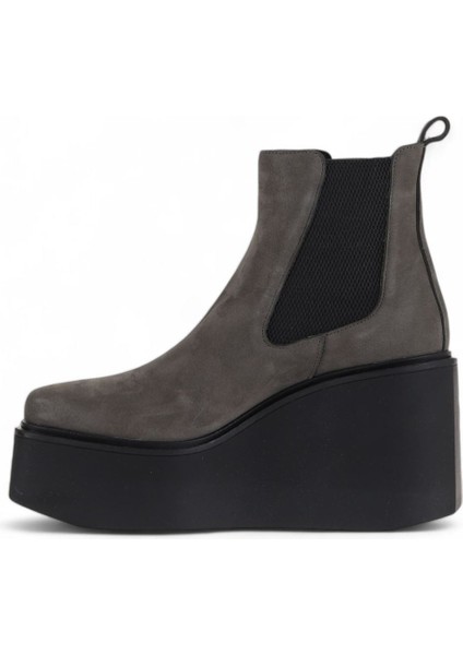 Gri Koyu Nubuk Kadın Dolgu Topuklu Bot 01WV1700 01WV1700 fırsatları