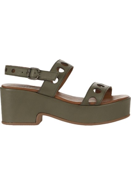Yeşil Deri Kadın Dolgu Topuklu Sandalet 01WU8105 01WU8105 fiyatları