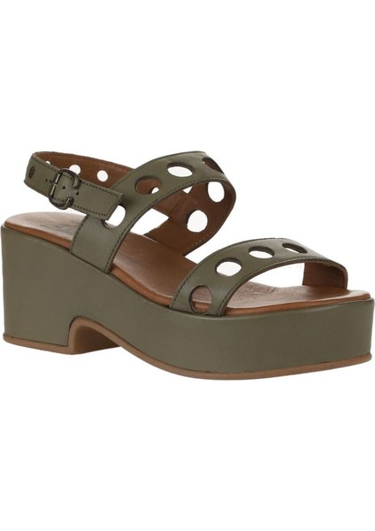 Yeşil Deri Kadın Dolgu Topuklu Sandalet 01WU8105 01WU8105 modelleri