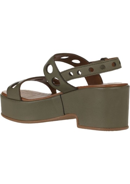 Yeşil Deri Kadın Dolgu Topuklu Sandalet 01WU8105 01WU8105 indirimleri
