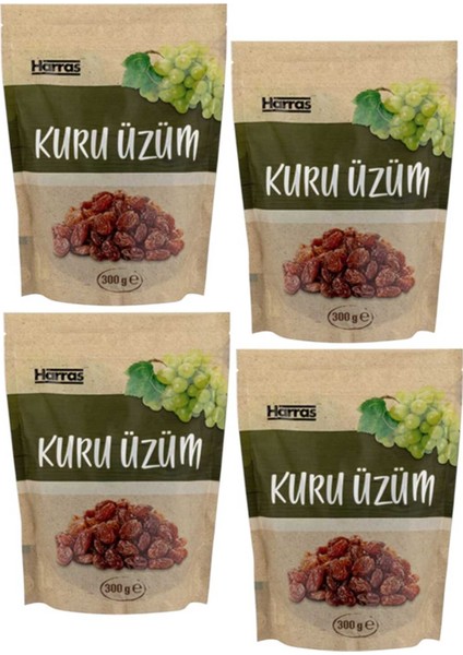 Yerli Çekirdeksiz Kuru Üzüm 4'lü Paket | Doğal Enerji Kaynağı | 4 Adet x 300 gr