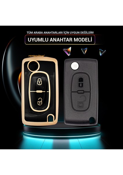207 308 307 C2 C5 2 Buton Sustalı Nano Anahtar Kılıfı - Siyah fiyatları