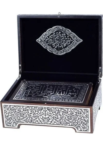 Rahleli Kanat Sandıklı Siyah Kaplama Gümüş Kuran-I Kerim (Orta Boy) fırsatları