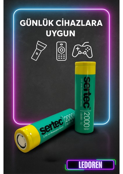 18650 3.7V 2000 Mah 1c Li-Ion Şarjlı Pil Şarj Edilebilir - 3 Adet fiyatları