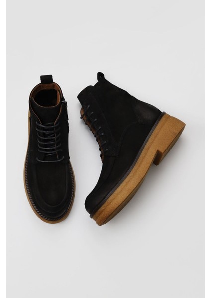 Siyah Nubuk Kadın Topuklu Bot 01WV0213 01WV0213