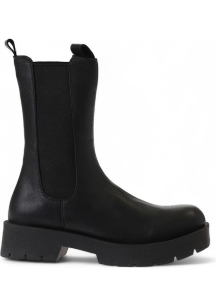 Siyah Deri Kadın Düz Bot 01WT2516 01WT2516