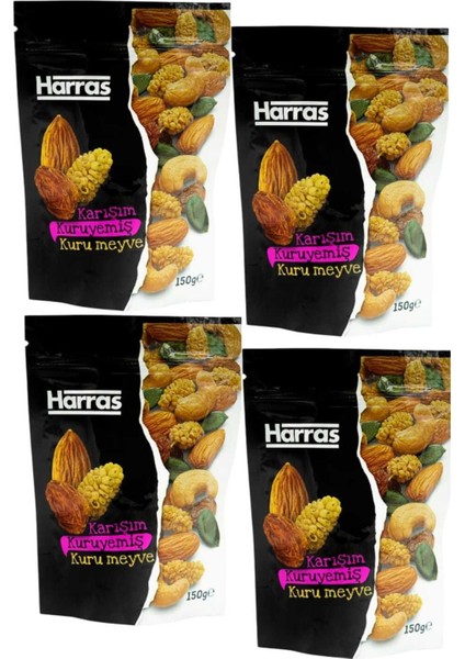 Yerli Premium Lüks Karışık Kuruyemiş Kuru Meyve 4 Adet x 150 gr