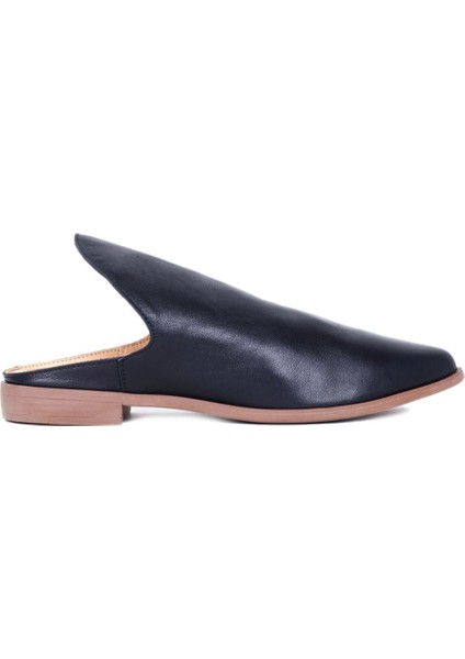 Siyah Deri Kadın Düz Terlik 01WN0139 01WN0139