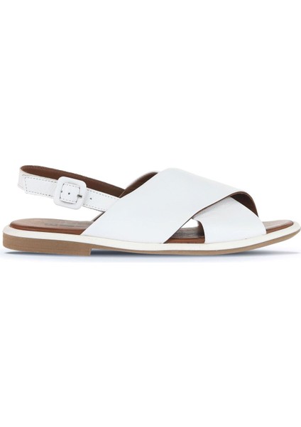 Beyaz Deri Kadın Düz Sandalet 01WA3600 01WA3600