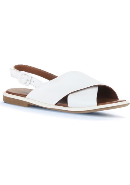 Beyaz Deri Kadın Düz Sandalet 01WA3600 01WA3600 fiyatları