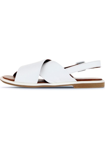 Beyaz Deri Kadın Düz Sandalet 01WA3600 01WA3600 modelleri