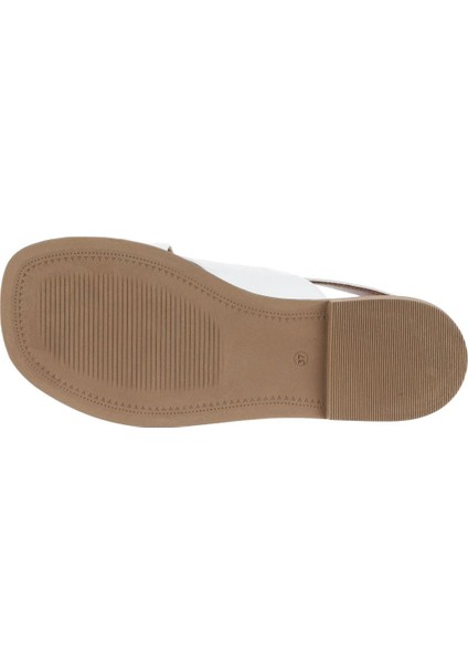 Beyaz Deri Kadın Düz Sandalet 01WA3600 01WA3600 indirimleri