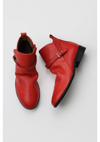 Kırmızı Flotter Deri Kadın Düz Bot 01WP2310 01WP2310