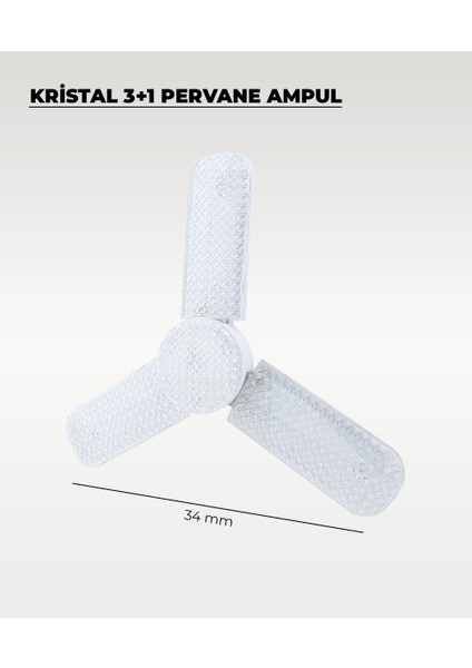 40W Kristal Pervane 3+1 Kanatlı Ampul 6500K Beyaz Işık fiyatları