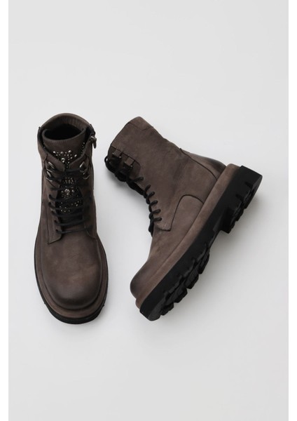 Gri Nubuk Kadın Dolgu Topuklu Bot 01WV1000 01WV1000