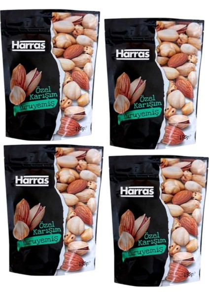 Yerli Premium Özel Kavrulmuş Lüks Karışık Kuruyemiş 4 Adet x 150 gr