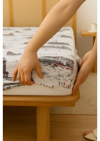 Tek Kişilik Lastikli Çarşaf 100 cm x 200 cm Pamuk Çarşaf-Istanbul