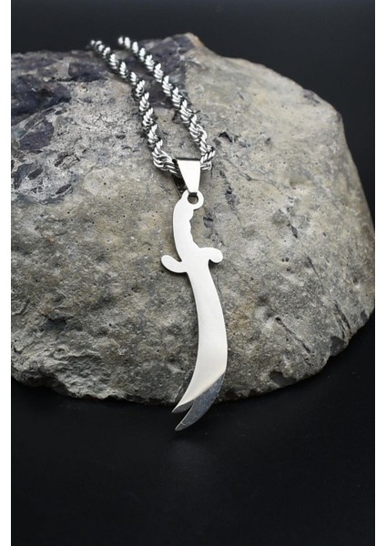 Hz. Ali Zülfikar Kılıcı Kolye Paslanmaz Çelik Zincir 3mm 902322