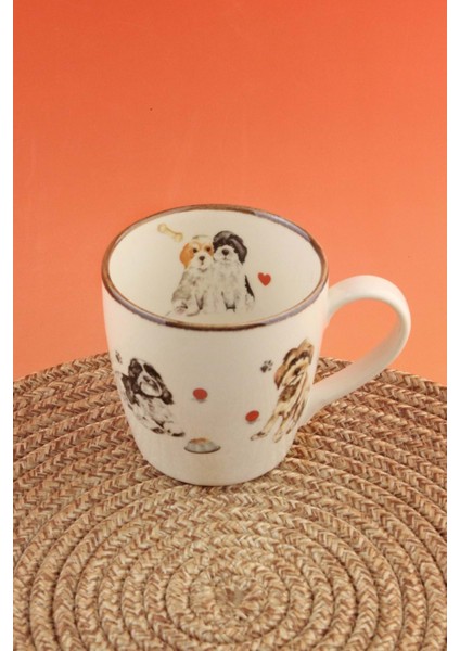 Retro Dog Akıtma Porselen Kupa